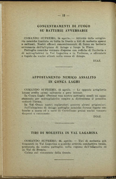 Il diario della nostra guerra : bollettini ufficiali dell'esercito e della marina